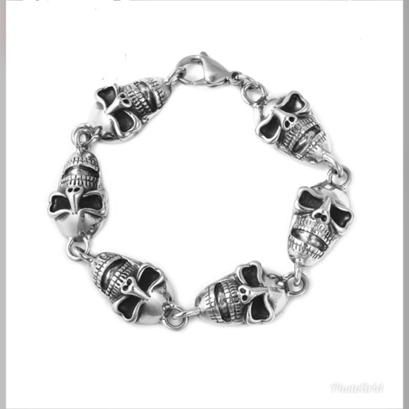 Other - Black Oxidized Stainless Steel Skull Bracelet